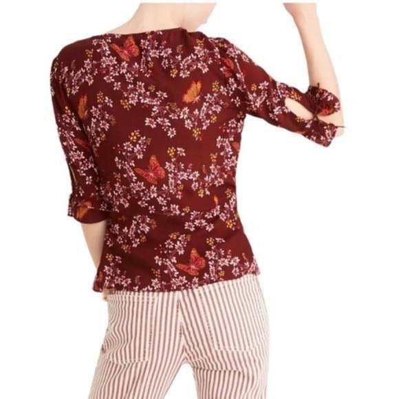 NWT MADEWELL | Tie Sleeve Wrap Front Top 6 - Picture 3 of 5